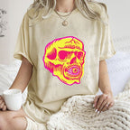 Unisex Vintage Skull Printed Washed Tee