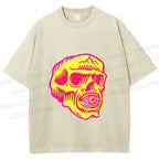 Unisex Vintage Skull Printed Washed Tee