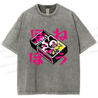 Unisex Vintage Japanese Matchbox Graffiti Printed Washed Tee