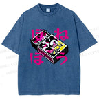 Unisex Vintage Japanese Matchbox Graffiti Printed Washed Tee