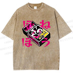 Unisex Vintage Japanese Matchbox Graffiti Printed Washed Tee