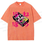 Unisex Vintage Japanese Matchbox Graffiti Printed Washed Tee