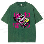 Unisex Vintage Japanese Matchbox Graffiti Printed Washed Tee