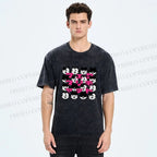 Unisex Japanese Felix Cat Graffiti Printed Washed Tee