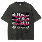 Unisex Japanese Felix Cat Graffiti Printed Washed Tee
