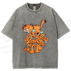 Unisex Vintage Garfield Cat Printed Washed Tee