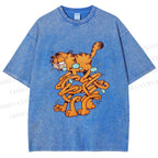 Unisex Vintage Garfield Cat Printed Washed Tee