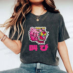 Unisex Vintage Japanese Leopard Graffiti Printed Washed Tee
