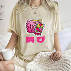 Unisex Vintage Japanese Leopard Graffiti Printed Washed Tee