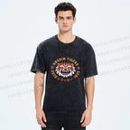 Unisex Japanese Cartoon Tiger Printed Washed Tee