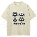Unisex Vintage Dog Graffiti Printed Washed Tee