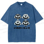 Unisex Vintage Dog Graffiti Printed Washed Tee