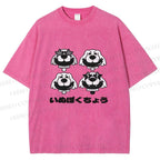 Unisex Vintage Dog Graffiti Printed Washed Tee