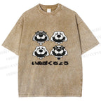 Unisex Vintage Dog Graffiti Printed Washed Tee