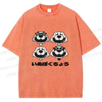 Unisex Vintage Dog Graffiti Printed Washed Tee