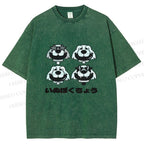 Unisex Vintage Dog Graffiti Printed Washed Tee