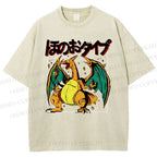 Unisex Charizard Printed Washed Tee