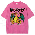 Unisex Charizard Printed Washed Tee