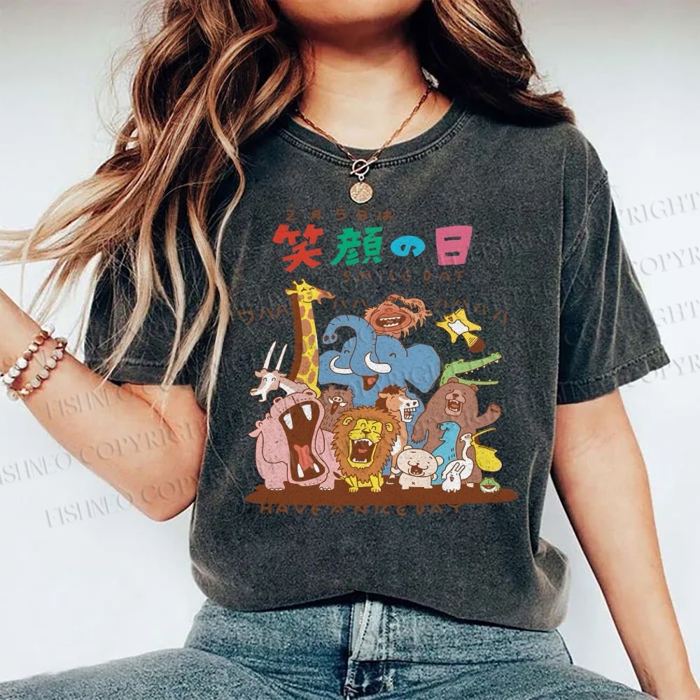Unisex Smile Day Printed Washed Tee