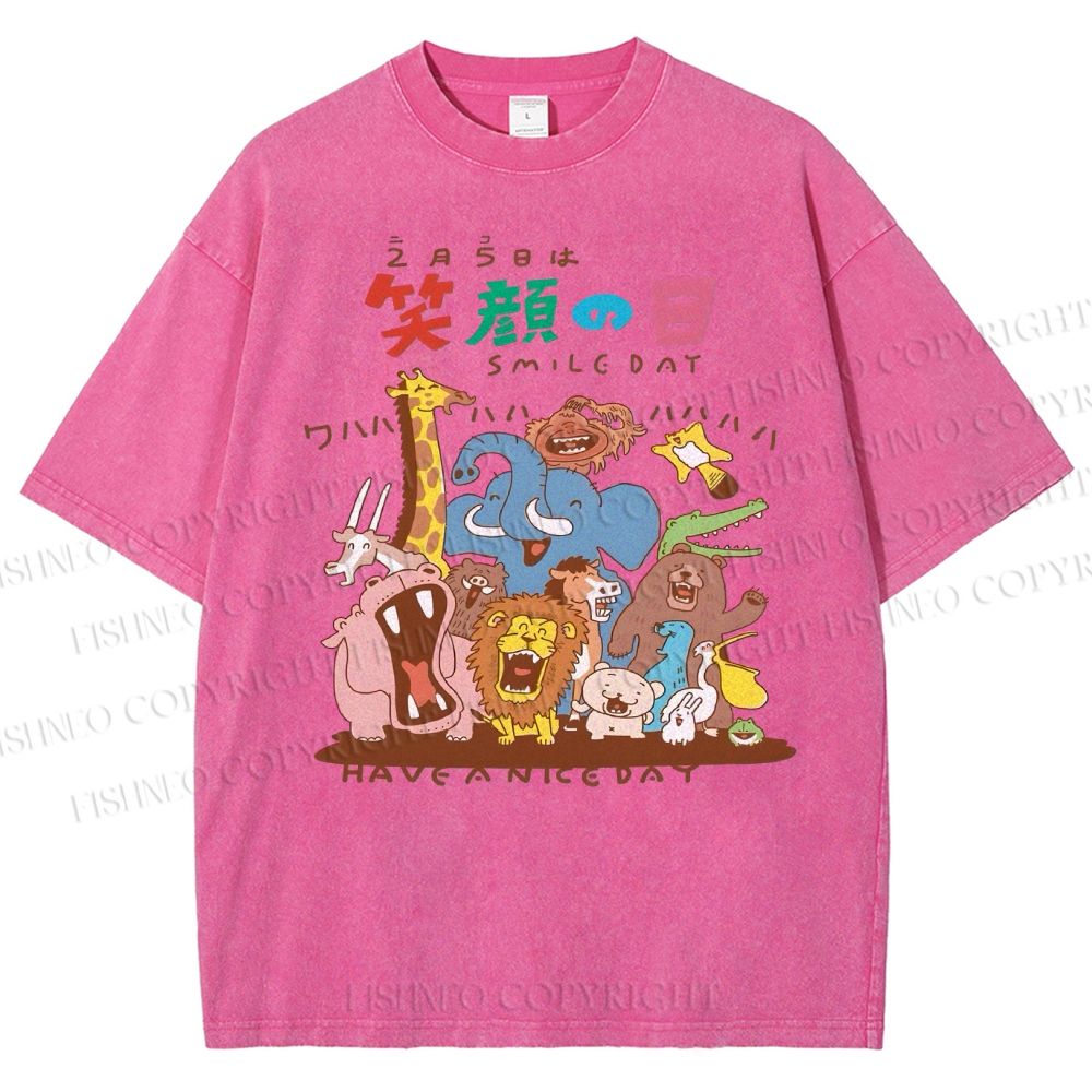 Unisex Smile Day Printed Washed Tee