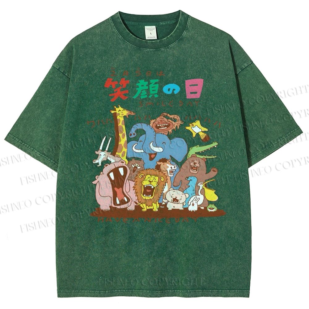 Unisex Smile Day Printed Washed Tee
