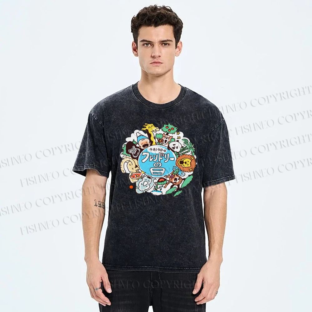 Unisex Friendly Day Printed Washed Tee