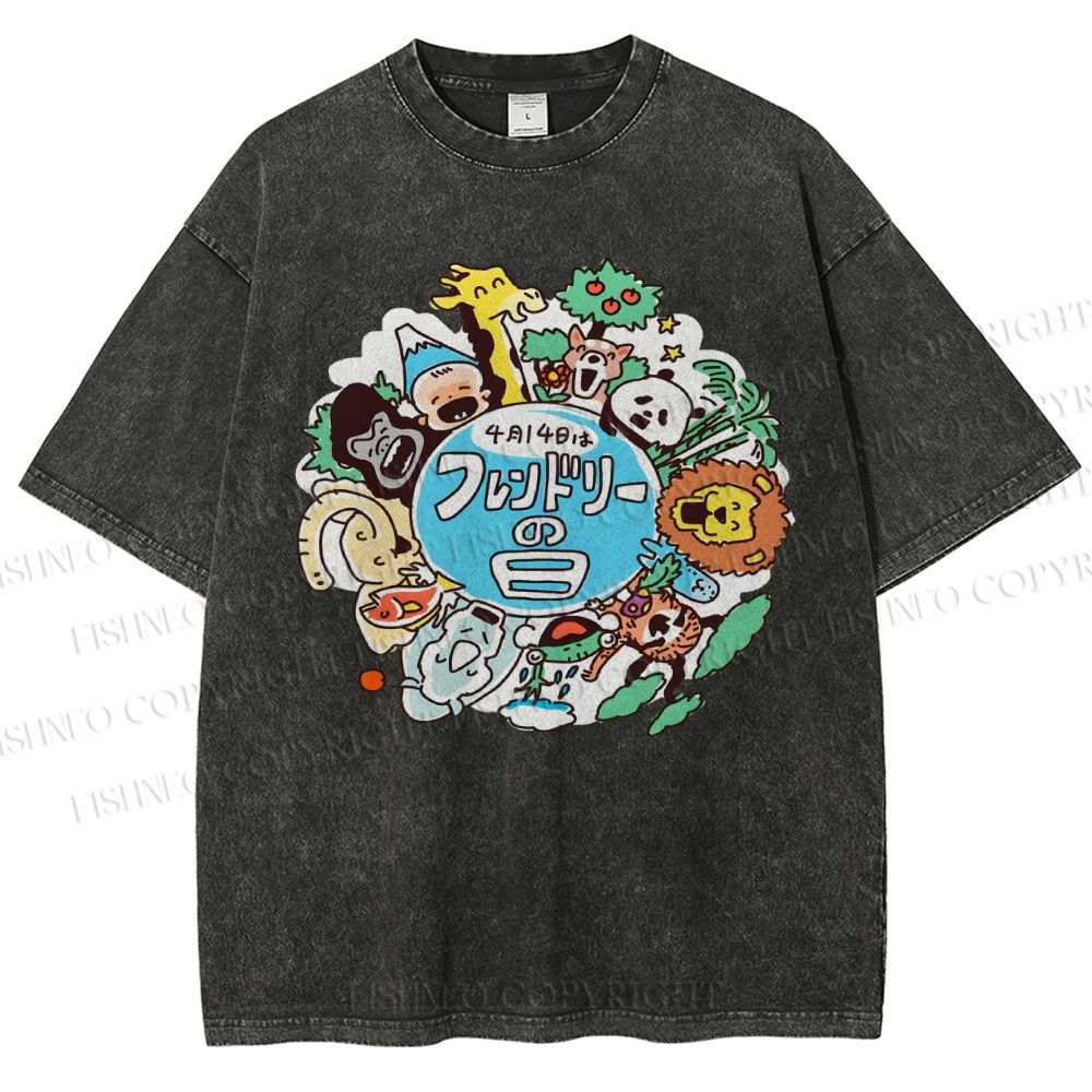 Unisex Friendly Day Printed Washed Tee