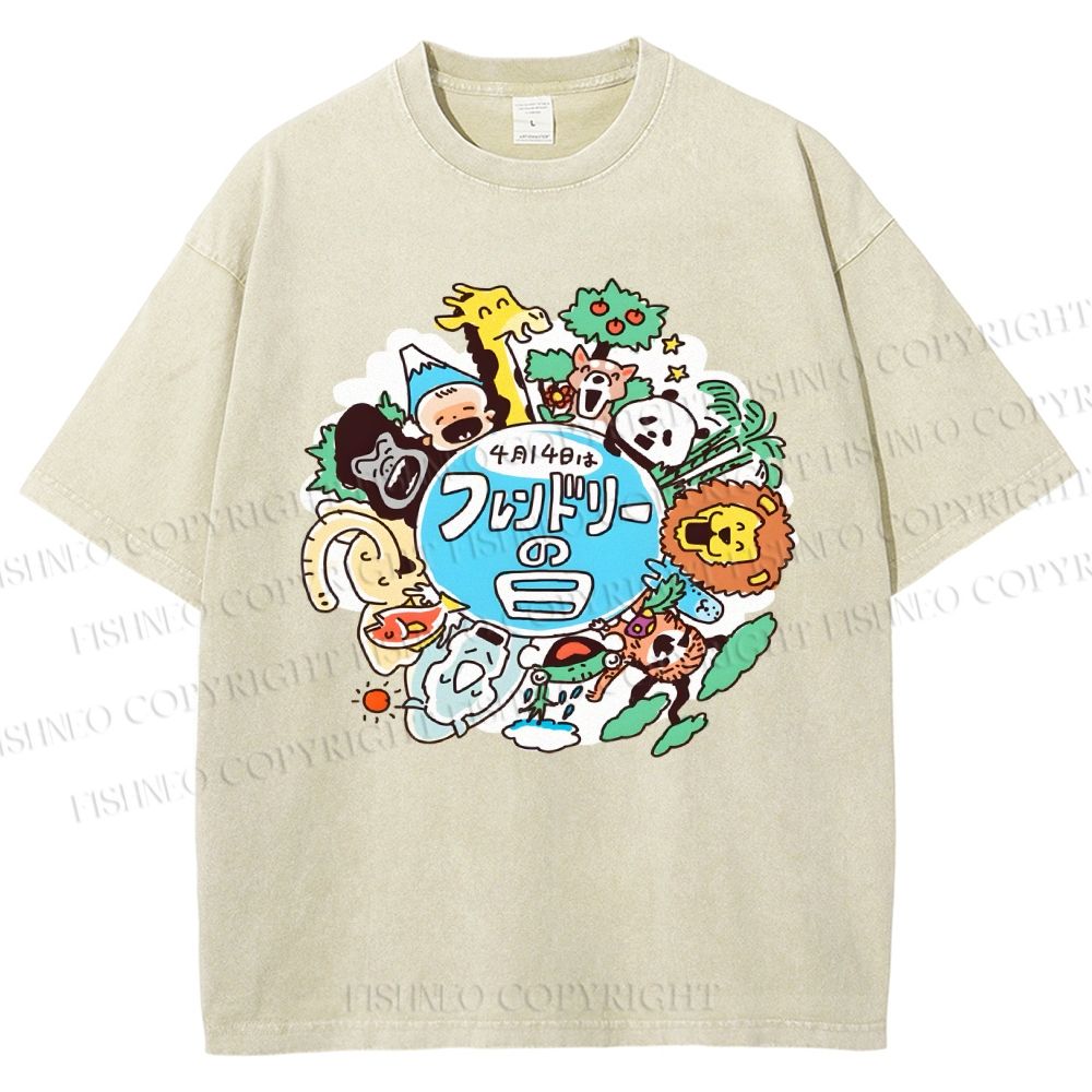 Unisex Friendly Day Printed Washed Tee