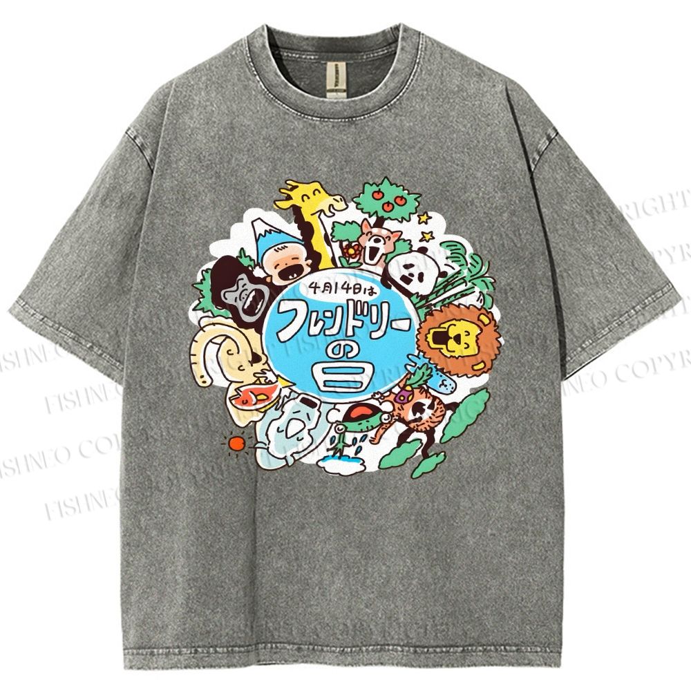 Unisex Friendly Day Printed Washed Tee