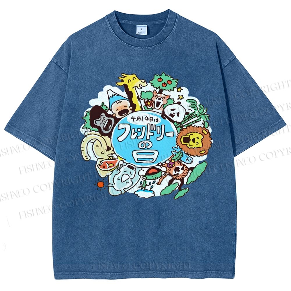 Unisex Friendly Day Printed Washed Tee