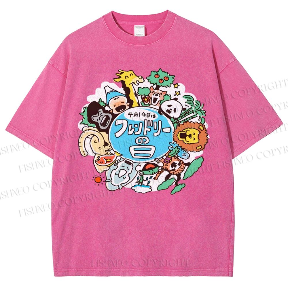 Unisex Friendly Day Printed Washed Tee