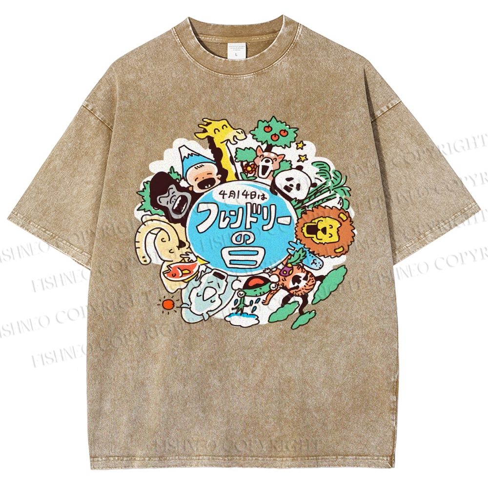 Unisex Friendly Day Printed Washed Tee