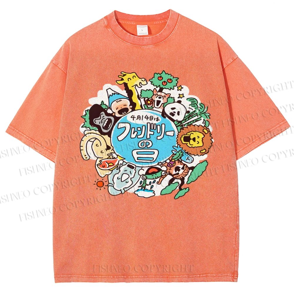 Unisex Friendly Day Printed Washed Tee