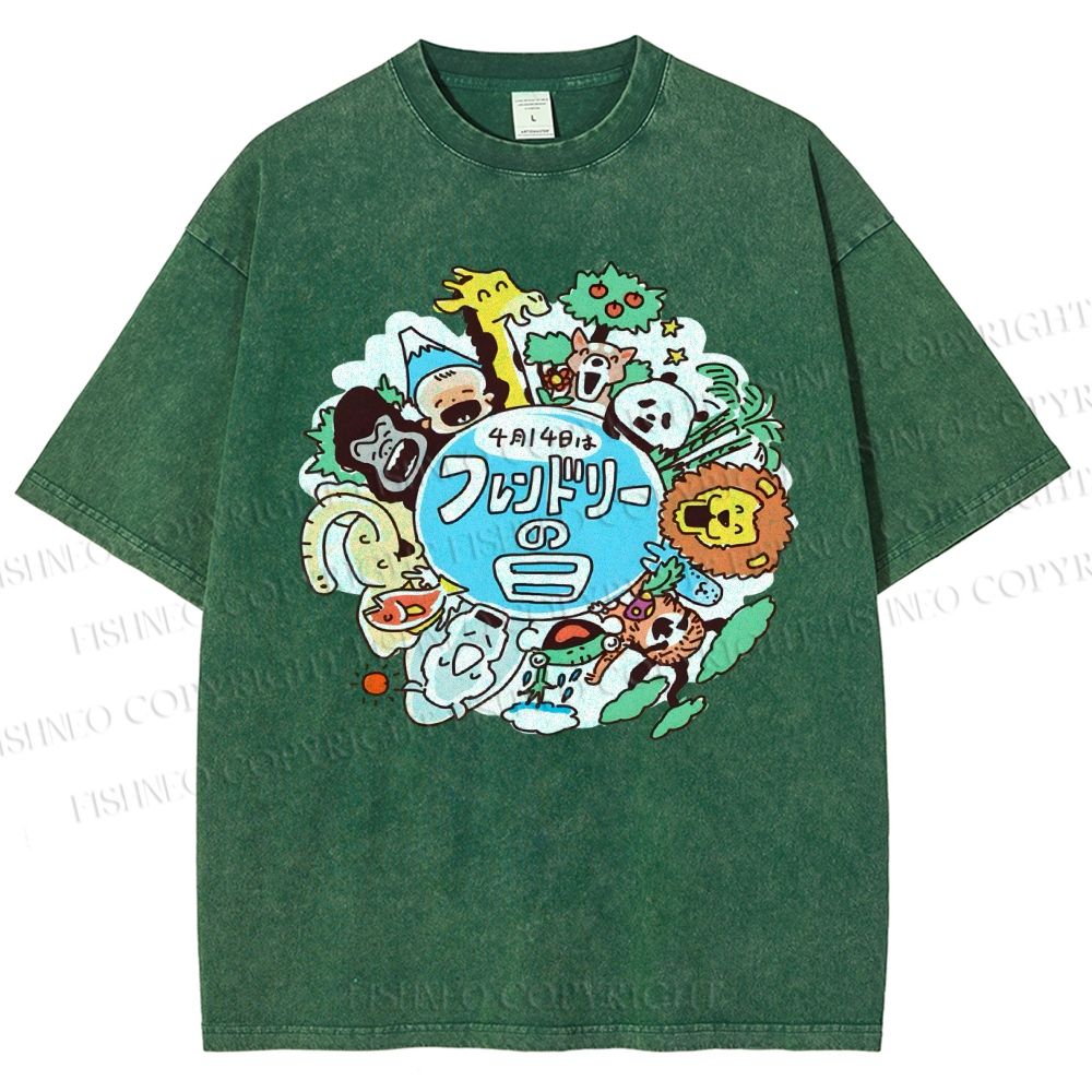 Unisex Friendly Day Printed Washed Tee