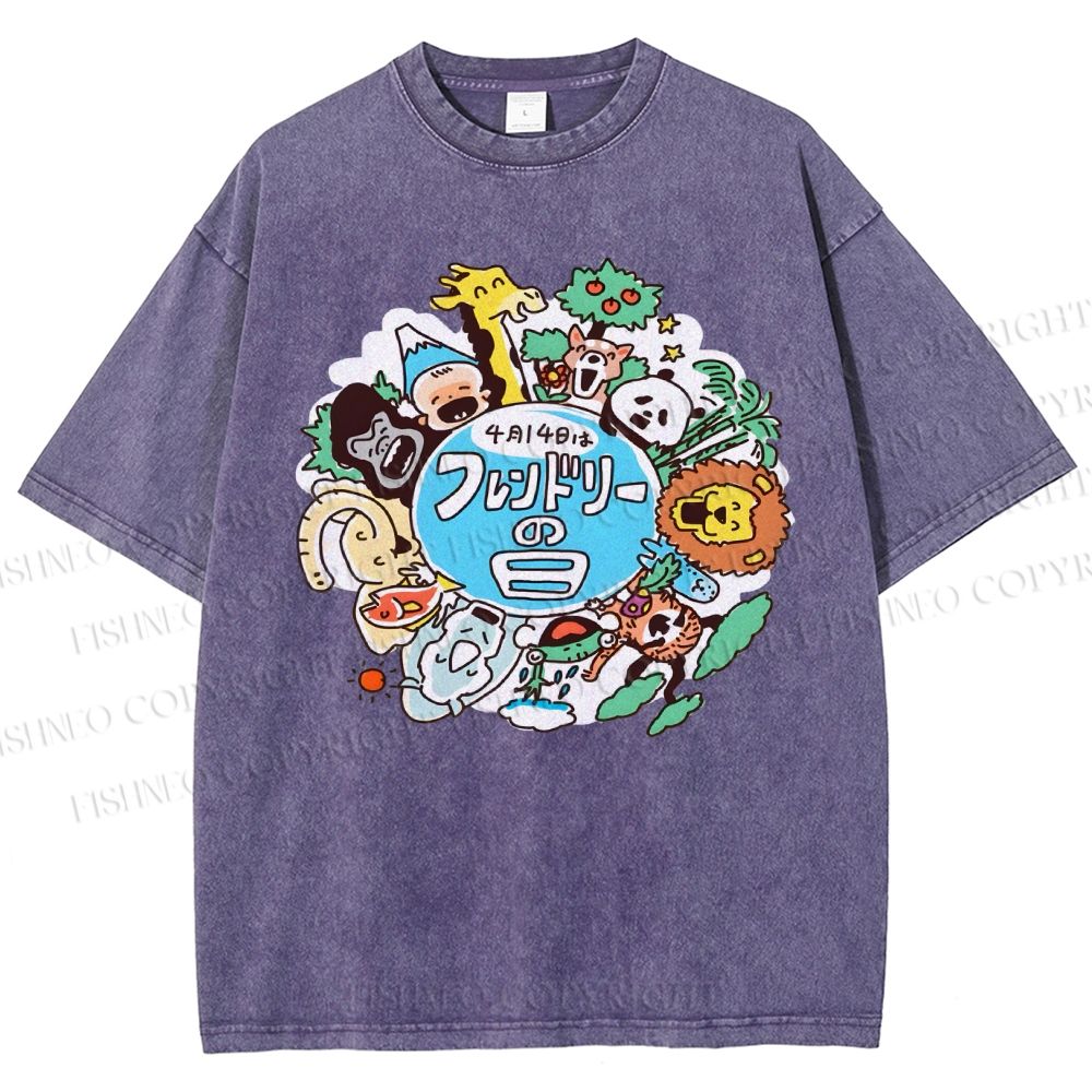 Unisex Friendly Day Printed Washed Tee