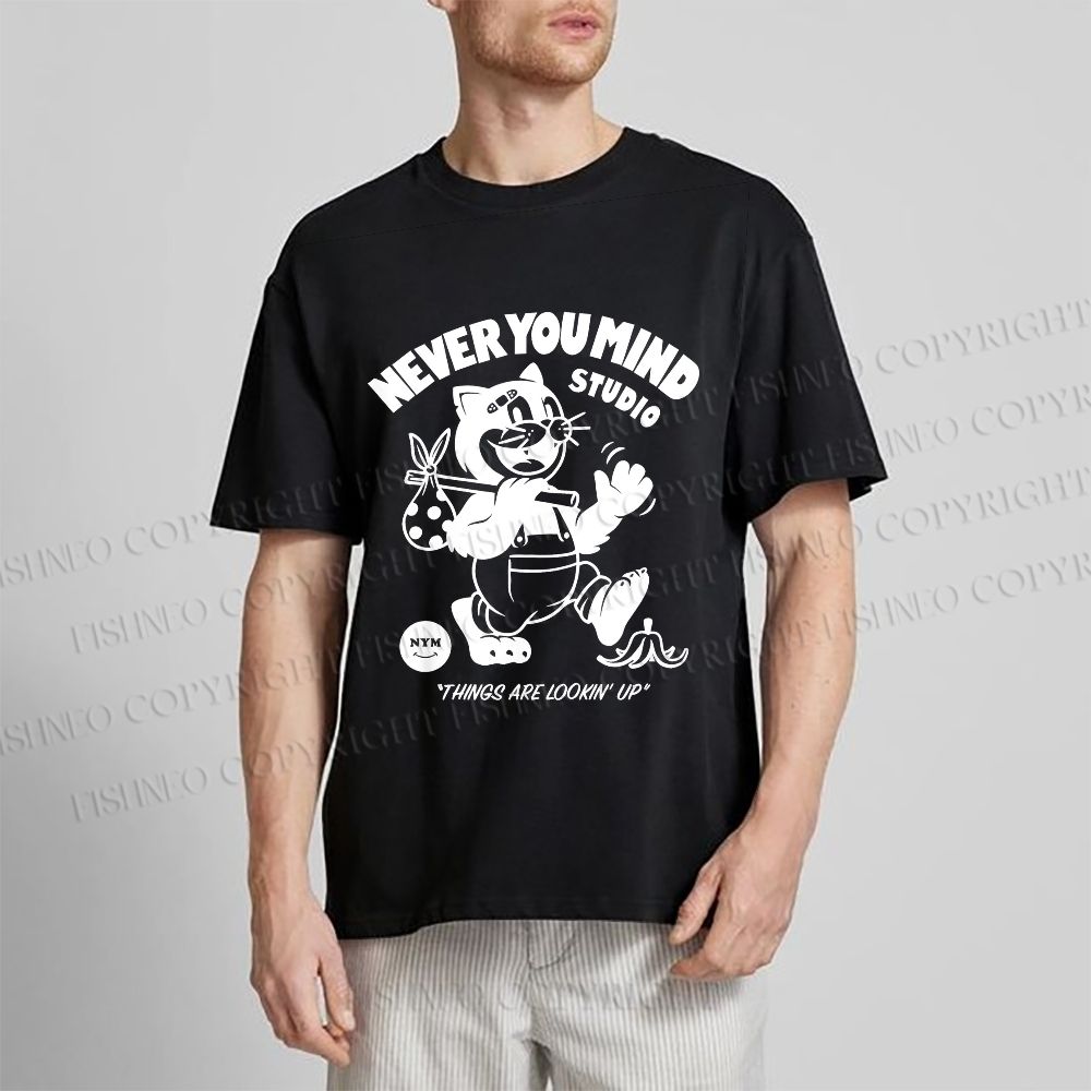 Unisex Cat Walking Graffiti Classic Cotton T-shirt