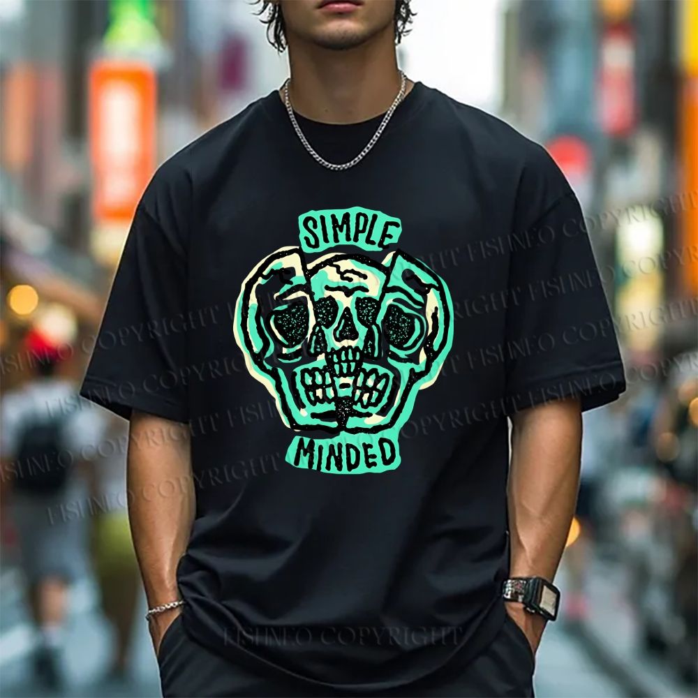 Unisex Vintage Skull Graffiti Classic Cotton T-shirt