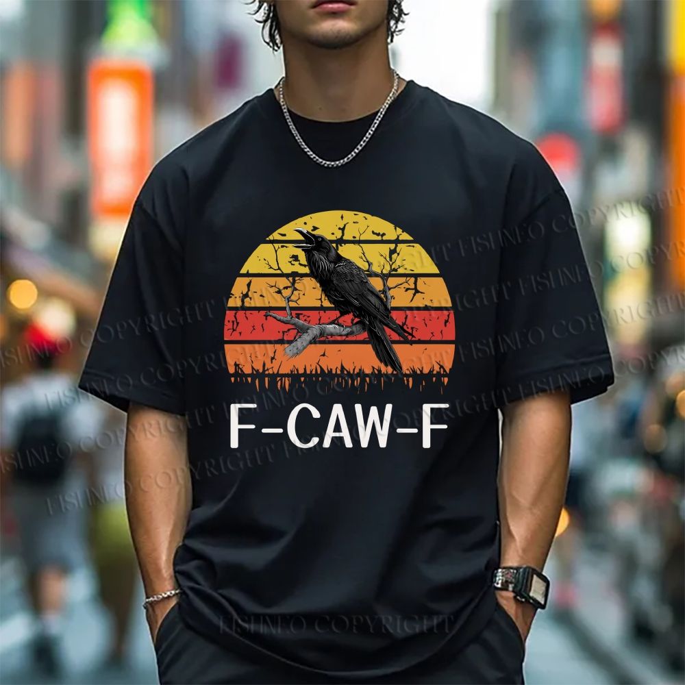 Unisex Vintage Crow Bird At Sunset Classic Cotton T-shirt