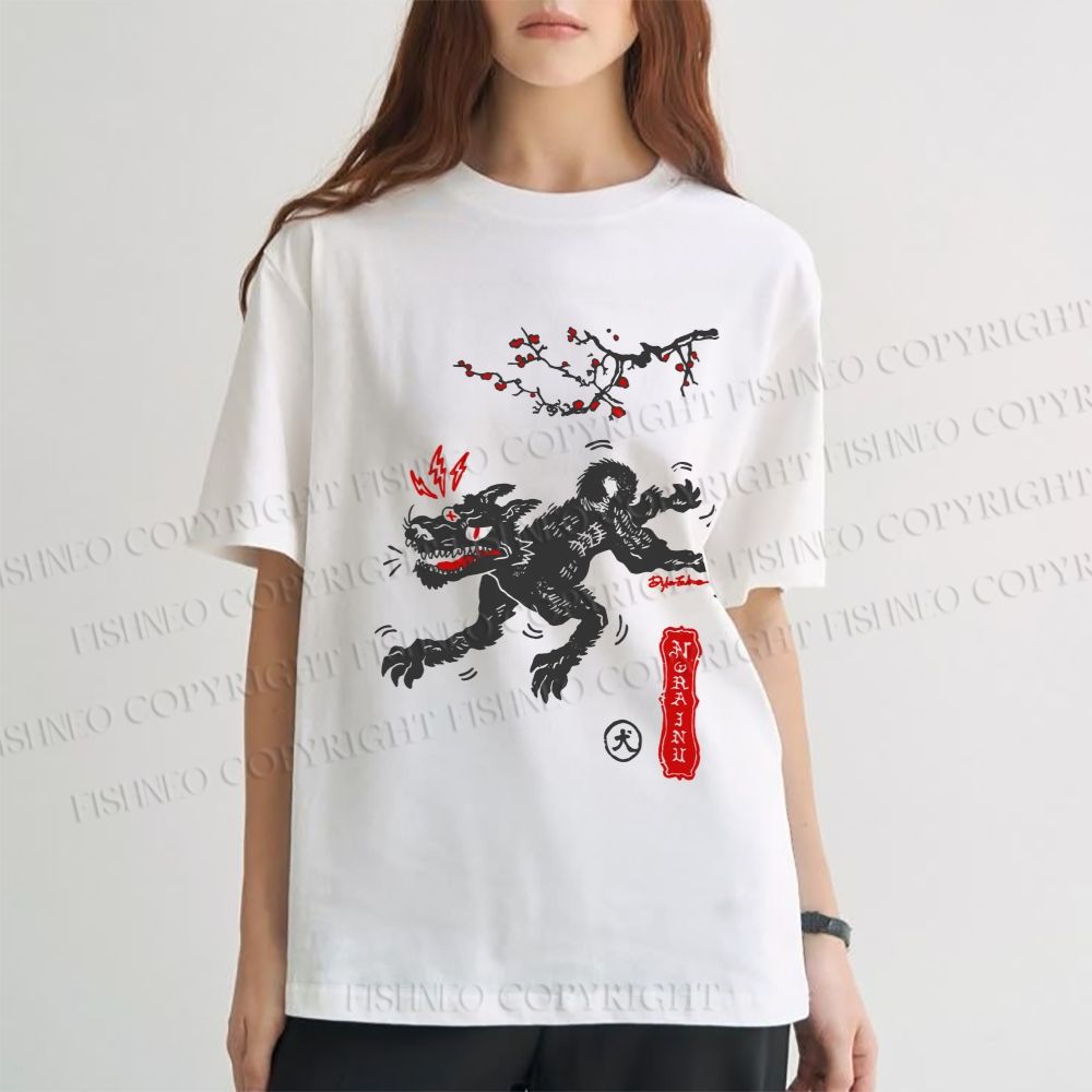 Unisex Vintage Wolf Classic Cotton T-shirt