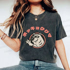 Unisex Vintage Bear Graffiti Printed Washed Tee