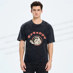 Unisex Vintage Bear Graffiti Printed Washed Tee