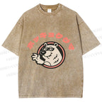 Unisex Vintage Bear Graffiti Printed Washed Tee