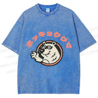 Unisex Vintage Bear Graffiti Printed Washed Tee