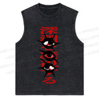 Japanese Eye Printed Christian Snowflake Washed Vest