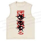 Japanese Eye Printed Christian Snowflake Washed Vest