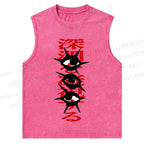 Japanese Eye Printed Christian Snowflake Washed Vest