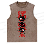 Japanese Eye Printed Christian Snowflake Washed Vest