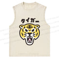 Japanese Tiger Graffiti Printed Christian Snowflake Washed Vest