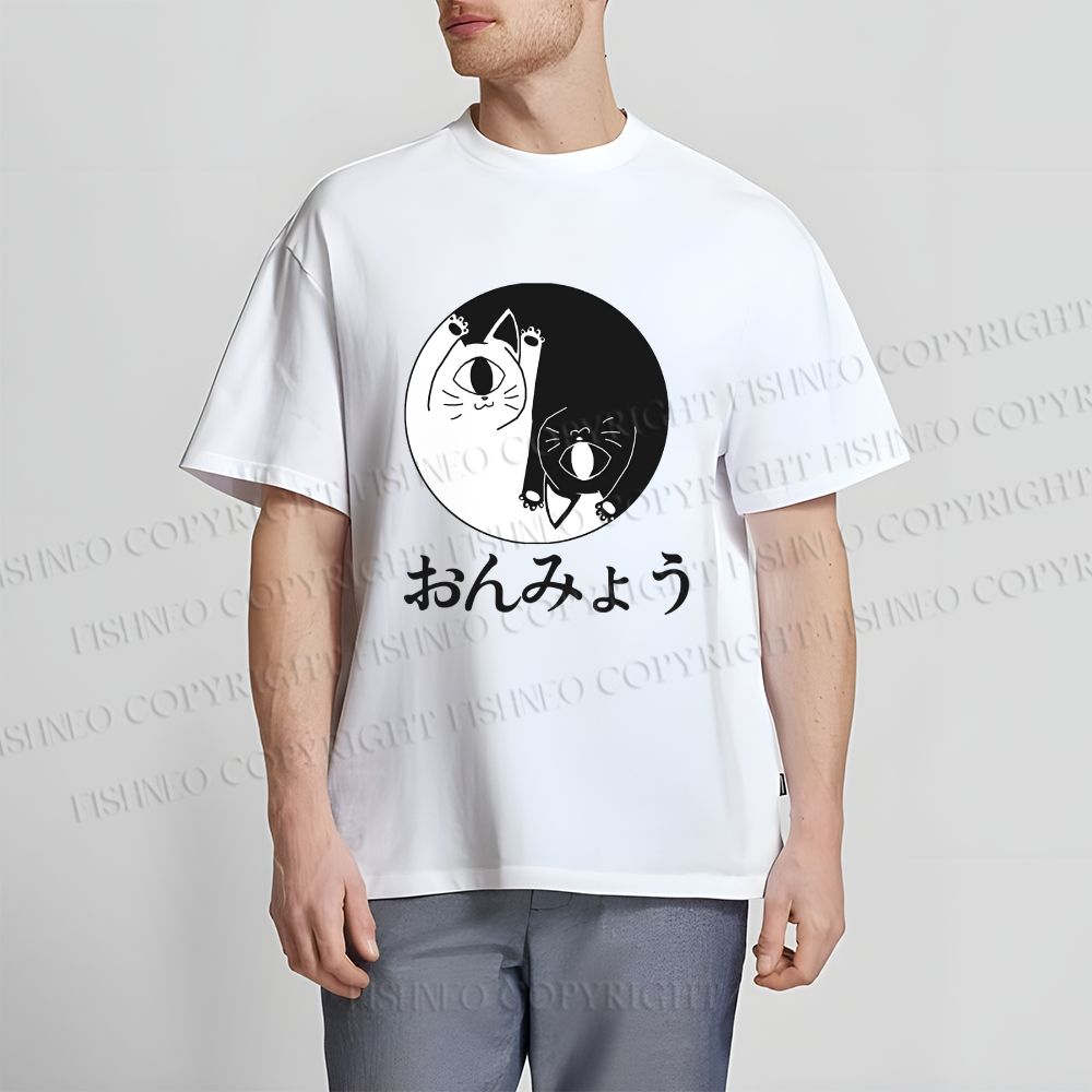 Unisex Japanese Circulate Cat Classic Cotton T-shirt
