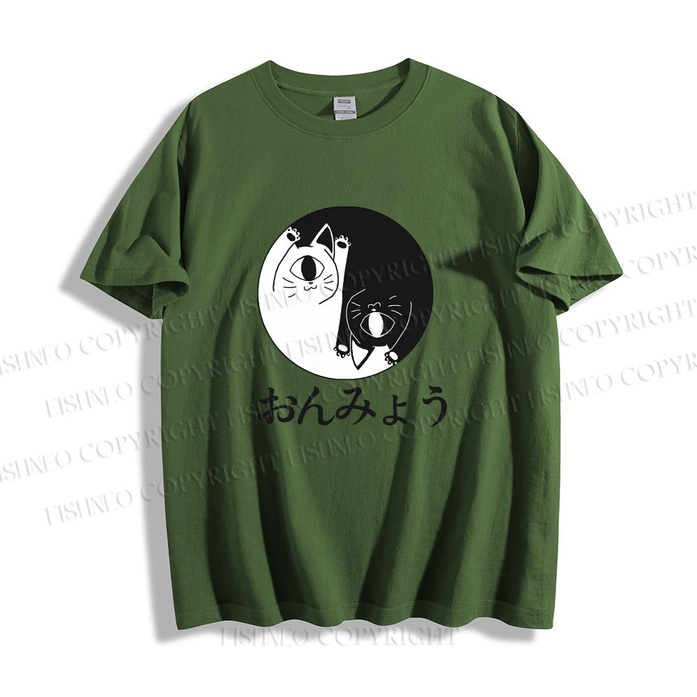 Unisex Japanese Circulate Cat Classic Cotton T-shirt